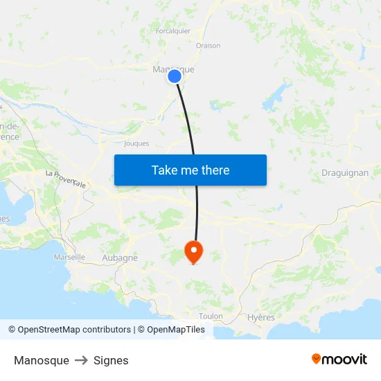 Manosque to Signes map