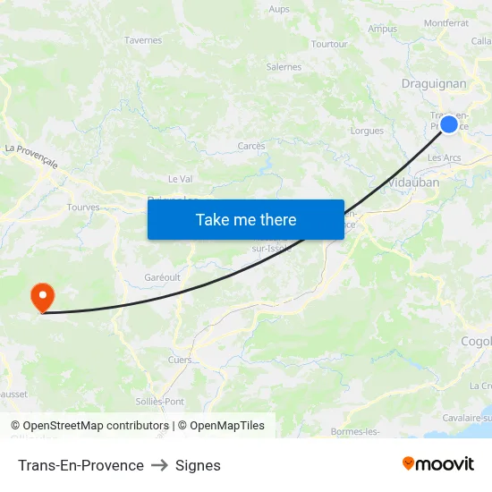 Trans-En-Provence to Signes map