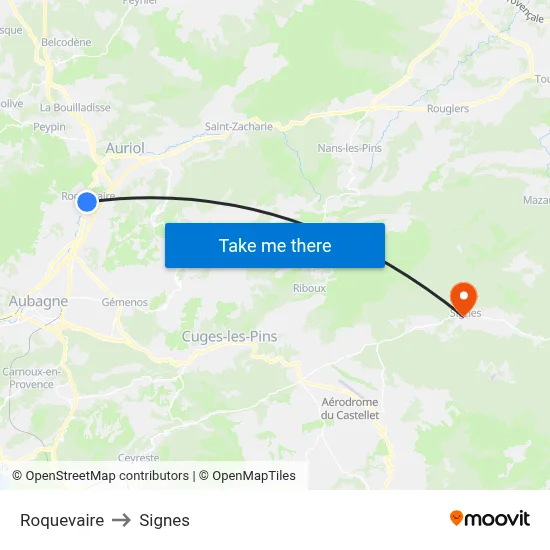 Roquevaire to Signes map