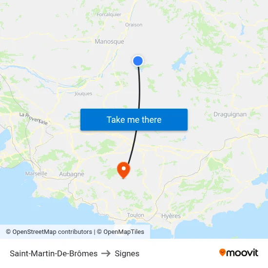 Saint-Martin-De-Brômes to Signes map