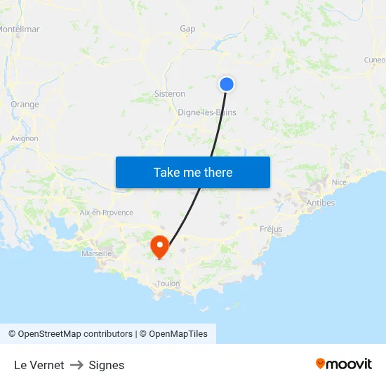 Le Vernet to Signes map