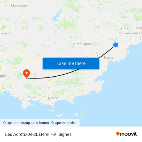 Les Adrets-De-L'Estérel to Signes map
