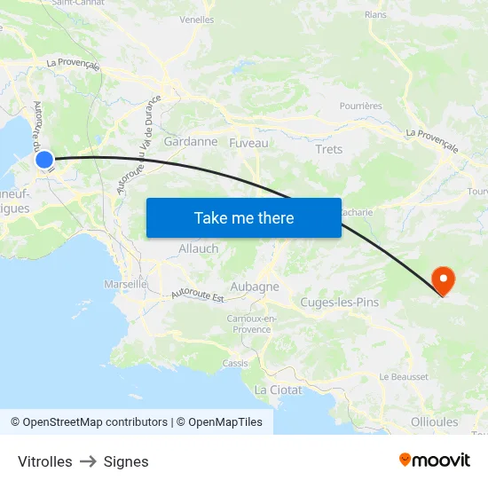 Vitrolles to Signes map