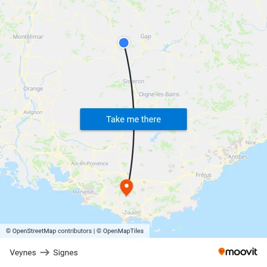 Veynes to Signes map