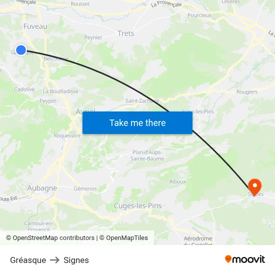 Gréasque to Signes map