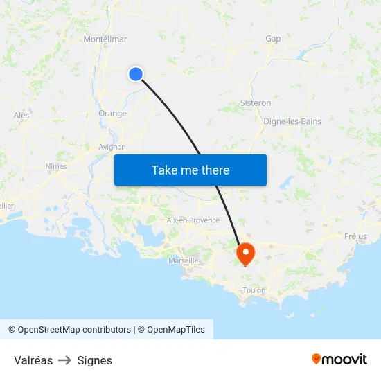 Valréas to Signes map
