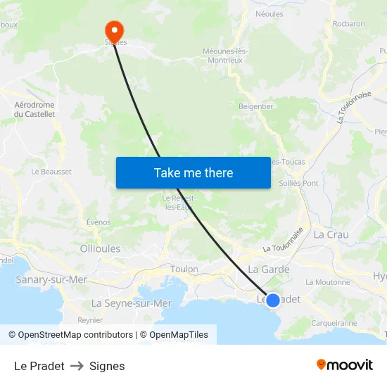 Le Pradet to Signes map