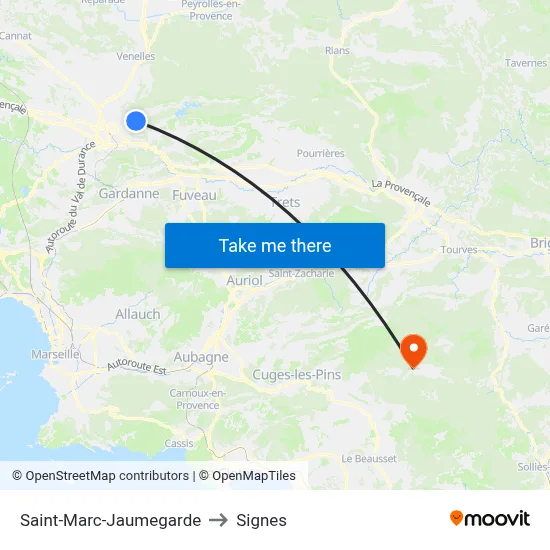 Saint-Marc-Jaumegarde to Signes map