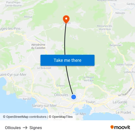 Ollioules to Signes map