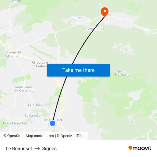 Le Beausset to Signes map