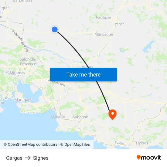 Gargas to Signes map