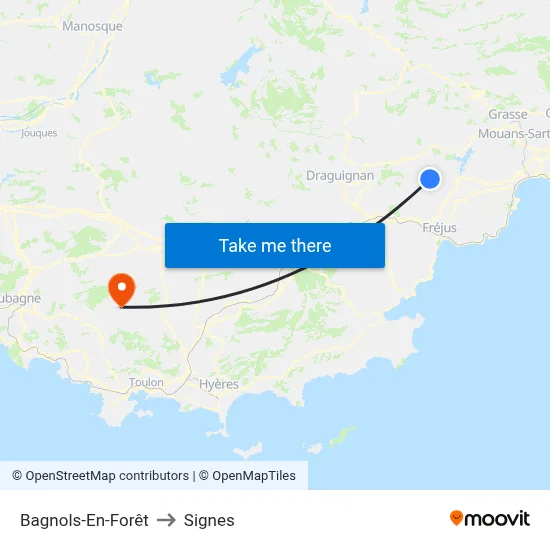 Bagnols-En-Forêt to Signes map