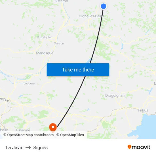 La Javie to Signes map
