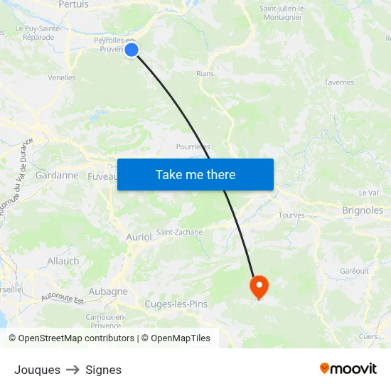 Jouques to Signes map
