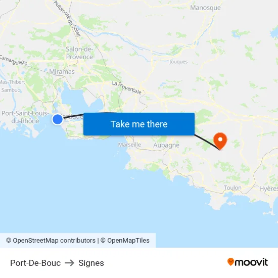 Port-De-Bouc to Signes map