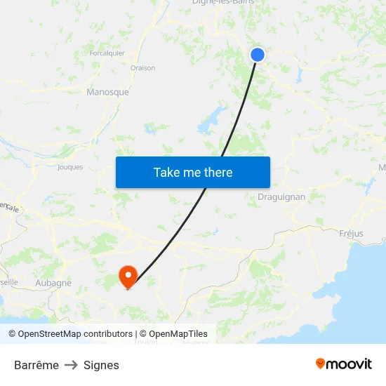 Barrême to Signes map