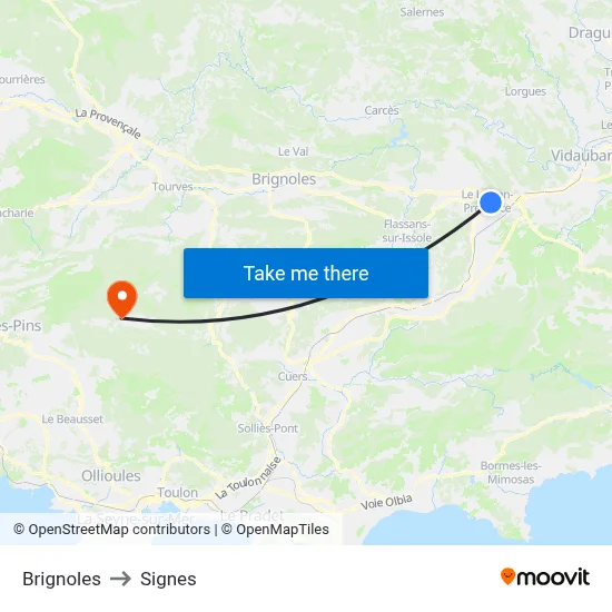 Brignoles to Signes map