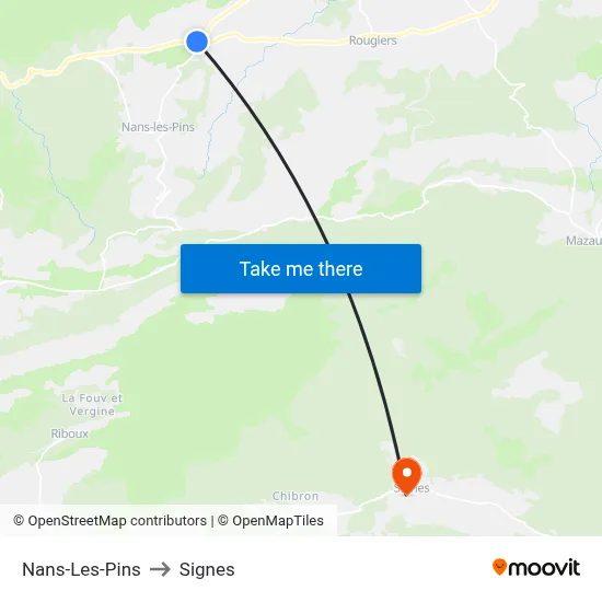 Nans-Les-Pins to Signes map