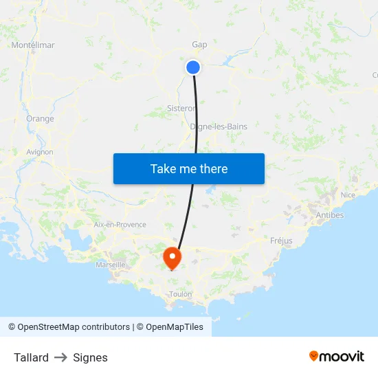 Tallard to Signes map