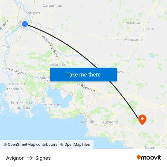 Avignon to Signes map