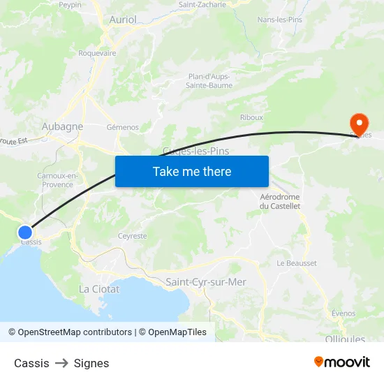 Cassis to Signes map