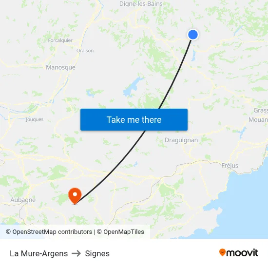 La Mure-Argens to Signes map