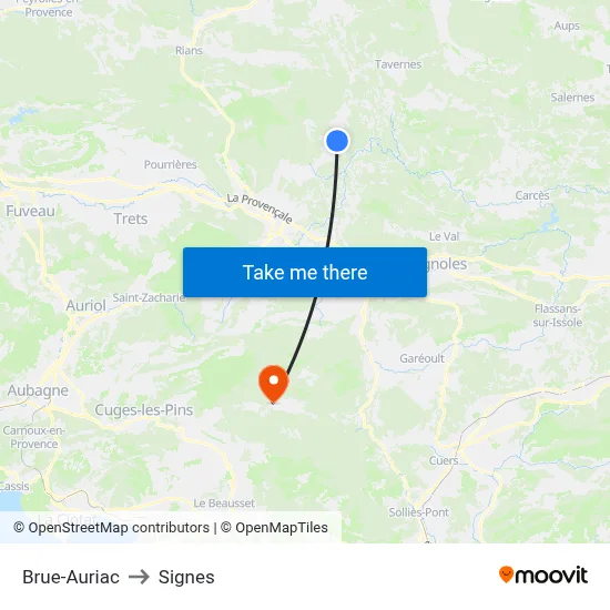 Brue-Auriac to Signes map