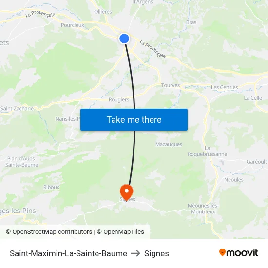 Saint-Maximin-La-Sainte-Baume to Signes map