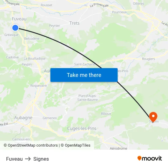 Fuveau to Signes map