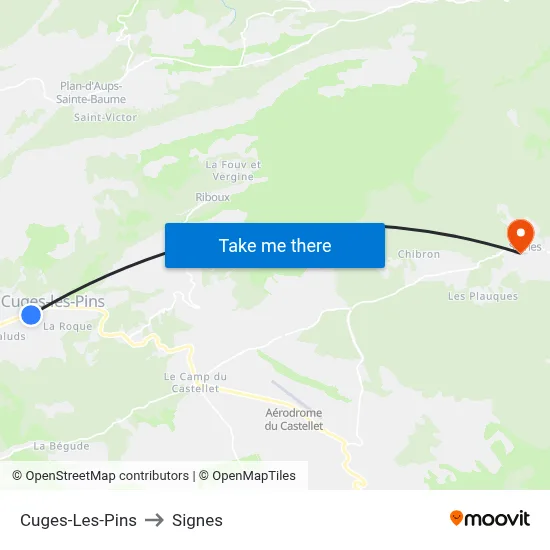 Cuges-Les-Pins to Signes map