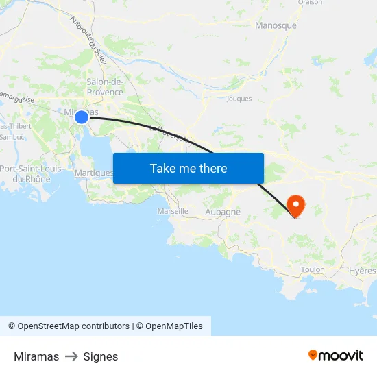 Miramas to Signes map