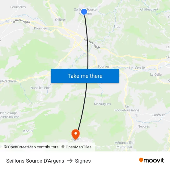 Seillons-Source-D'Argens to Signes map