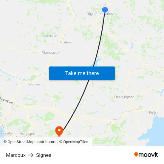 Marcoux to Signes map