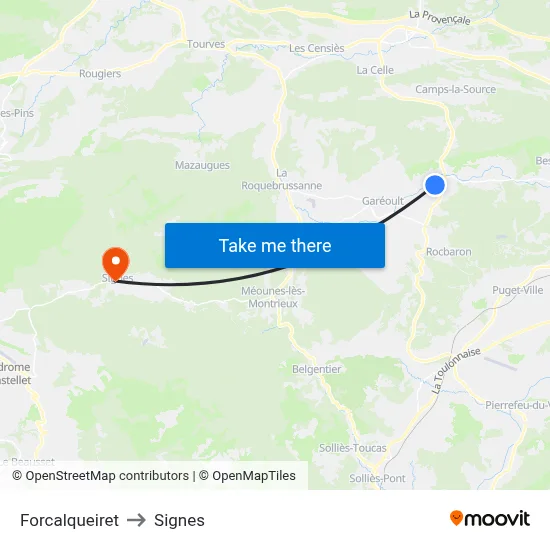 Forcalqueiret to Signes map