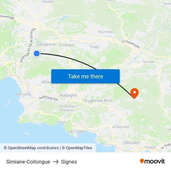 Simiane-Collongue to Signes map
