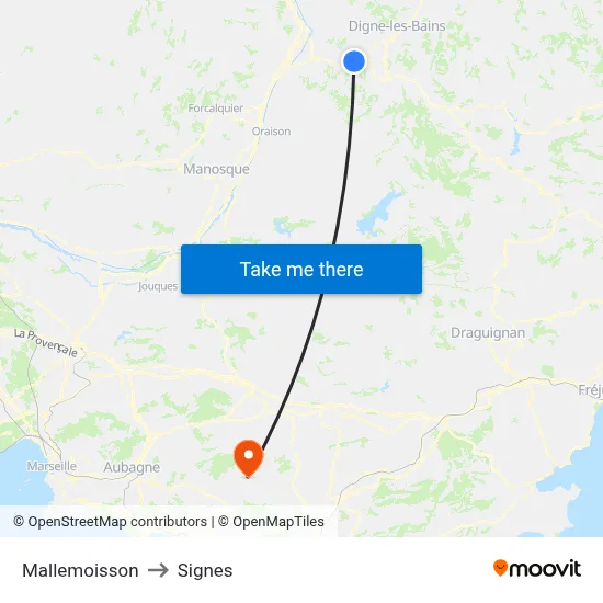 Mallemoisson to Signes map