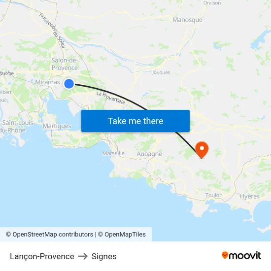 Lançon-Provence to Signes map