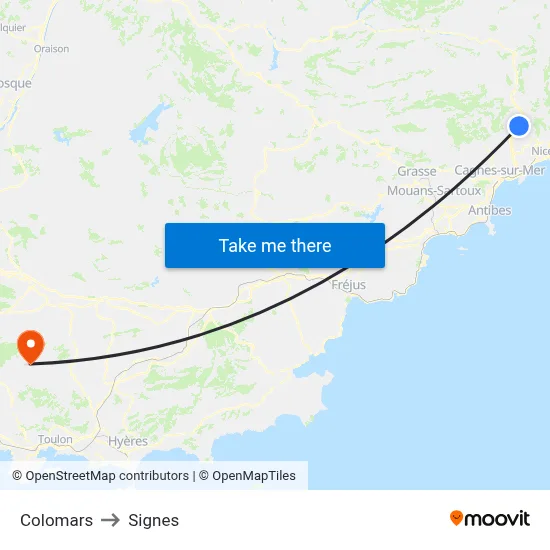 Colomars to Signes map