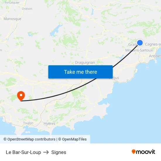 Le Bar-Sur-Loup to Signes map
