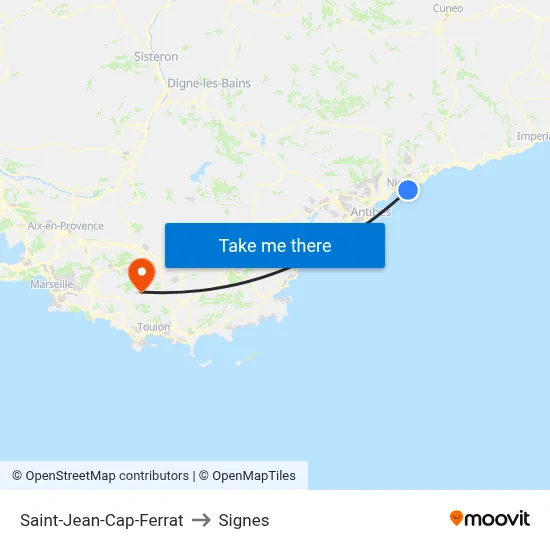 Saint-Jean-Cap-Ferrat to Signes map