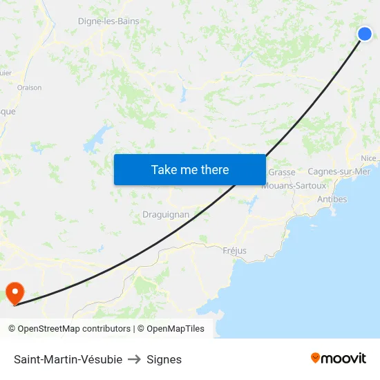 Saint-Martin-Vésubie to Signes map