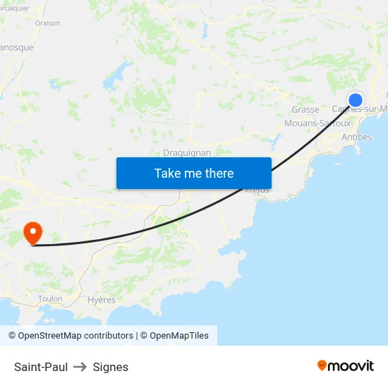 Saint-Paul to Signes map