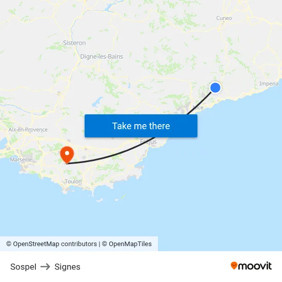 Sospel to Signes map