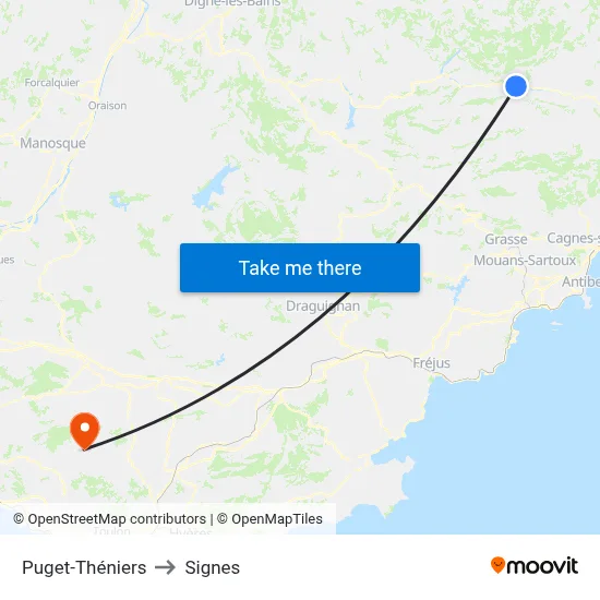 Puget-Théniers to Signes map