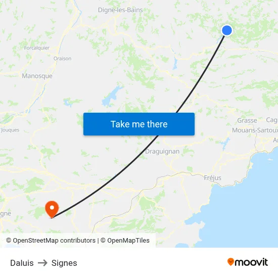 Daluis to Signes map
