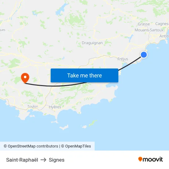 Saint-Raphaël to Signes map