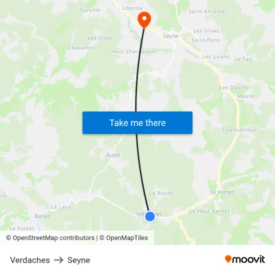Verdaches to Seyne map