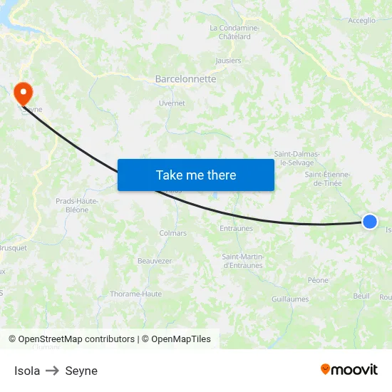 Isola to Seyne map