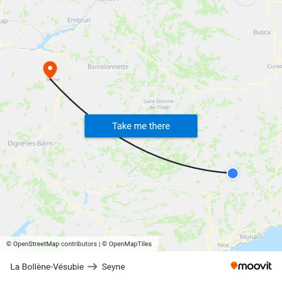 La Bollène-Vésubie to Seyne map