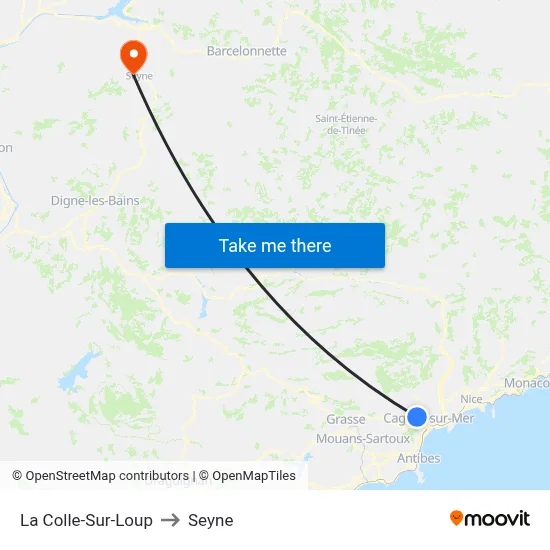 La Colle-Sur-Loup to Seyne map